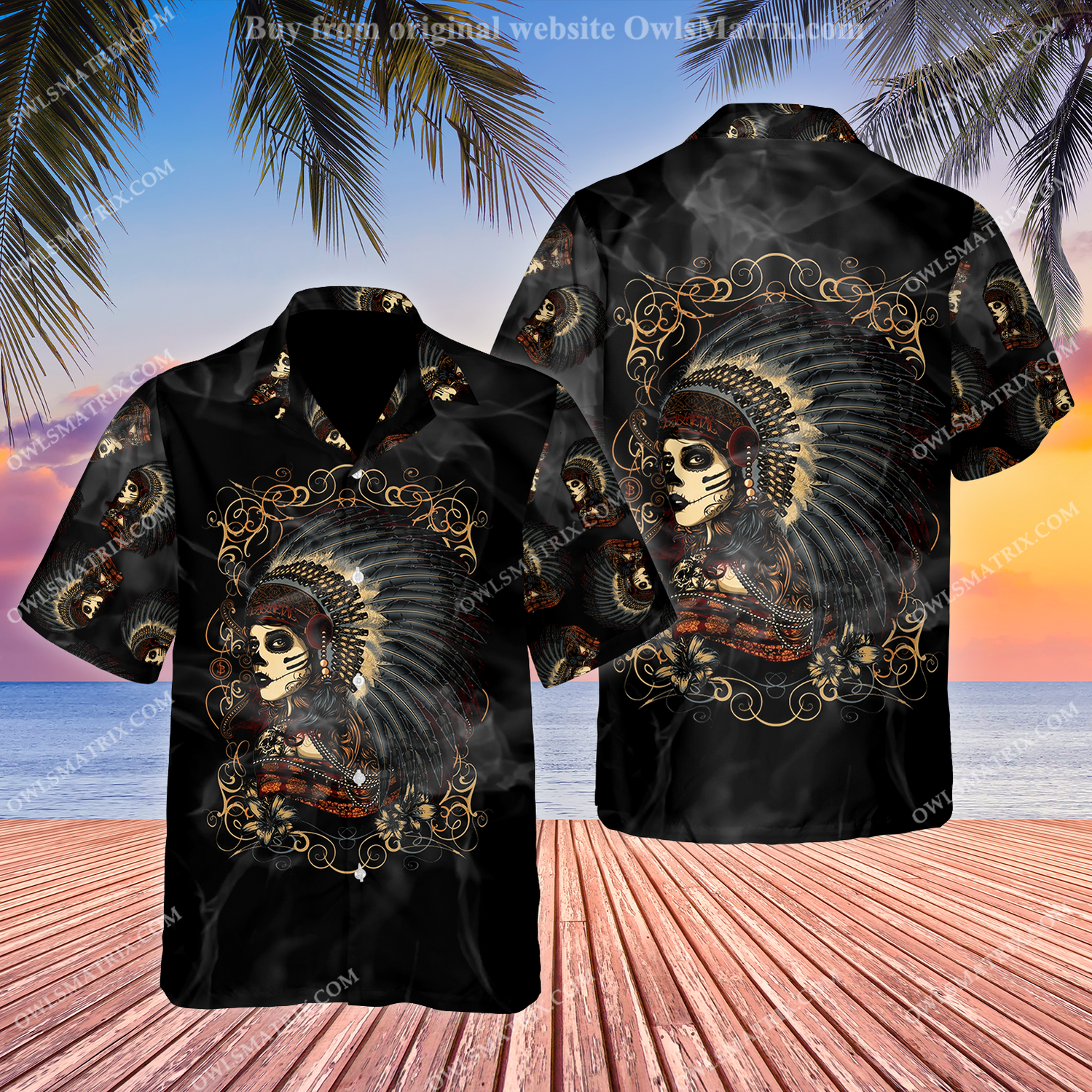Native Girl Skull Style Limited Edition – Hawaiian Shirt