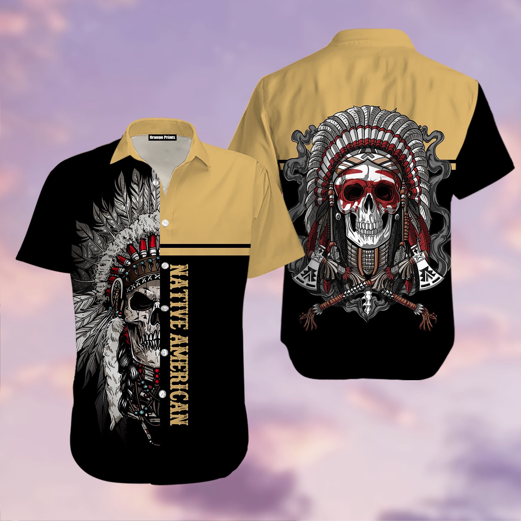 Native Skull American Hawaiian Shirt