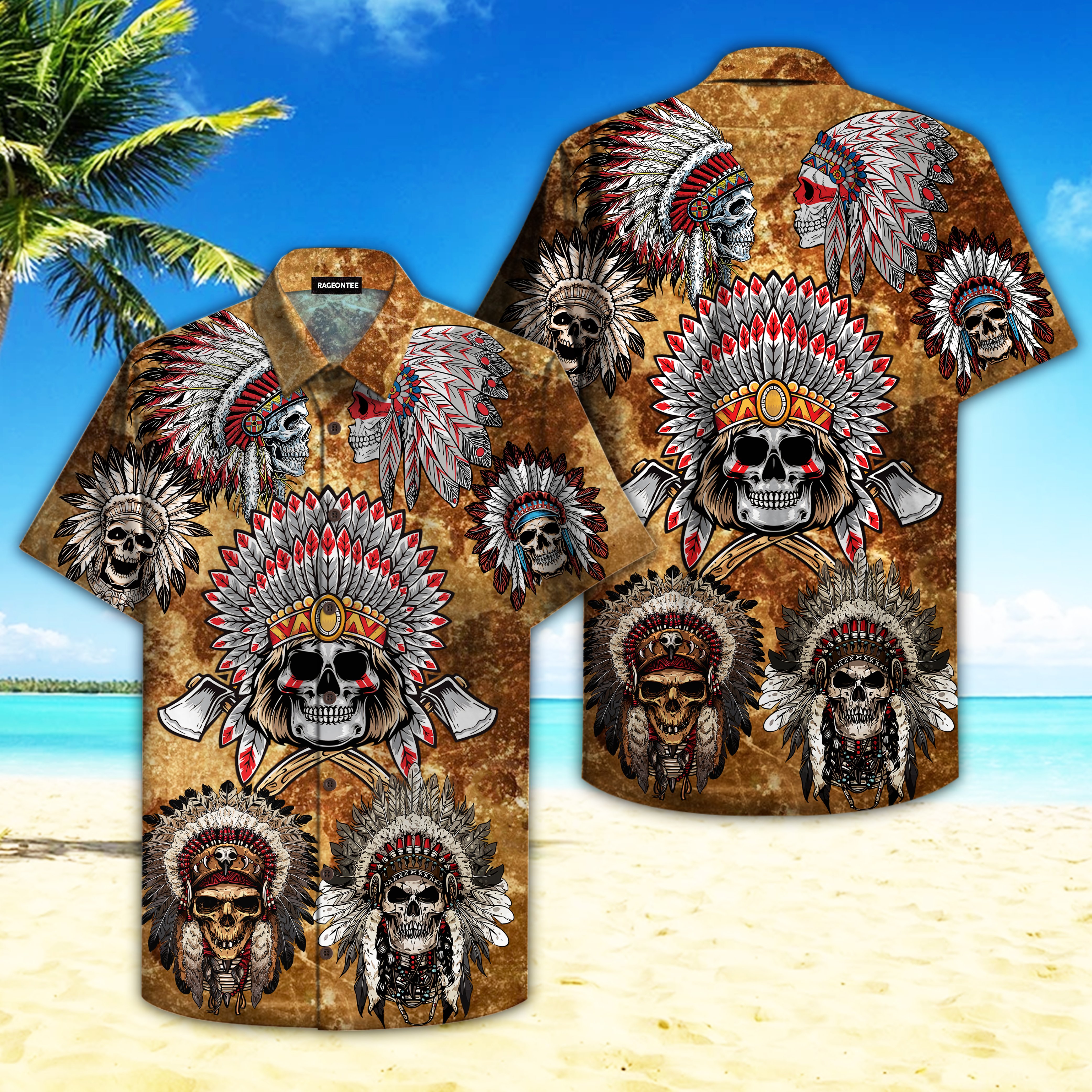 Native Skull Hawaiian Shirt Unisex Adult
