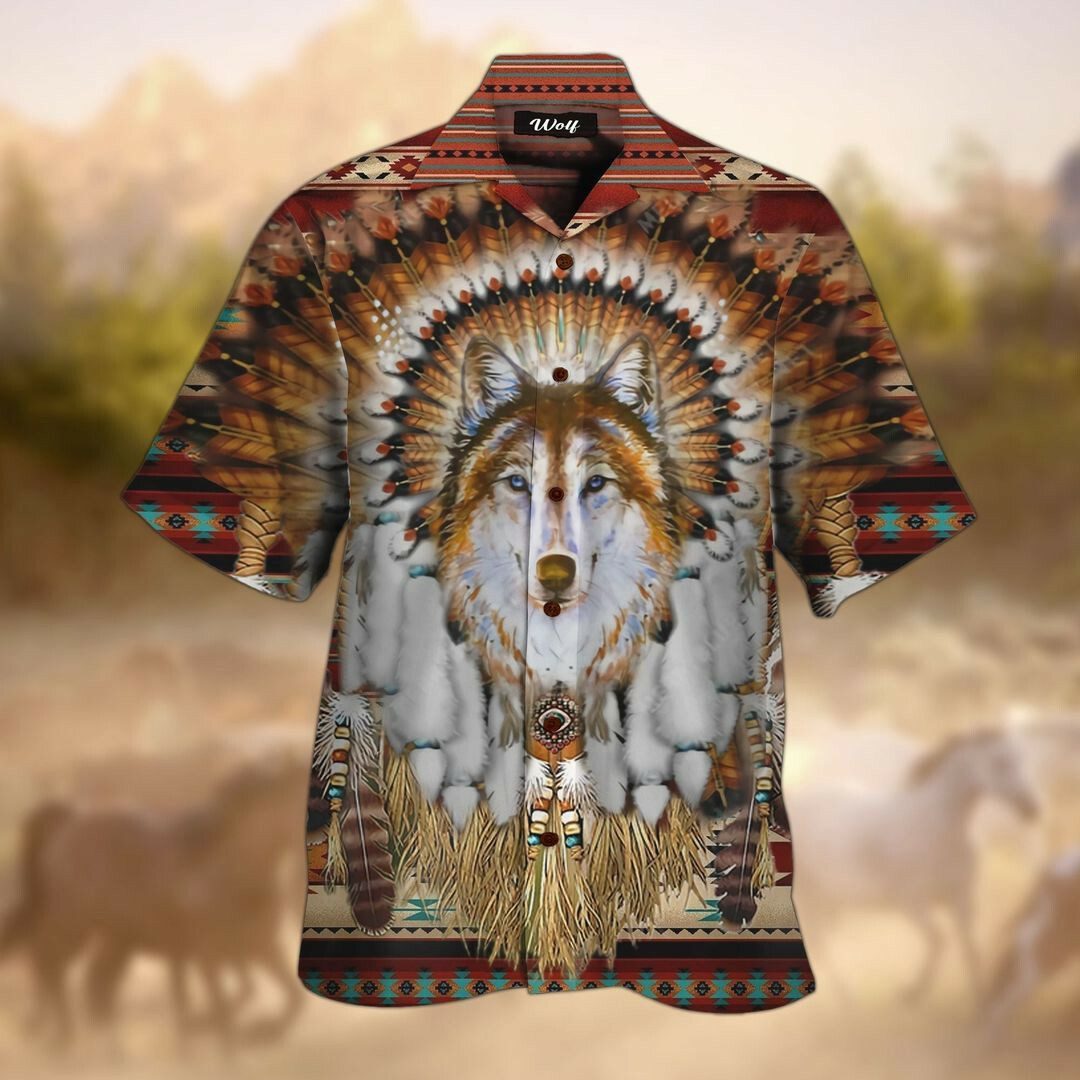 Native Wolf 3d All Over Printed Hawaiian Shirt And Shorts