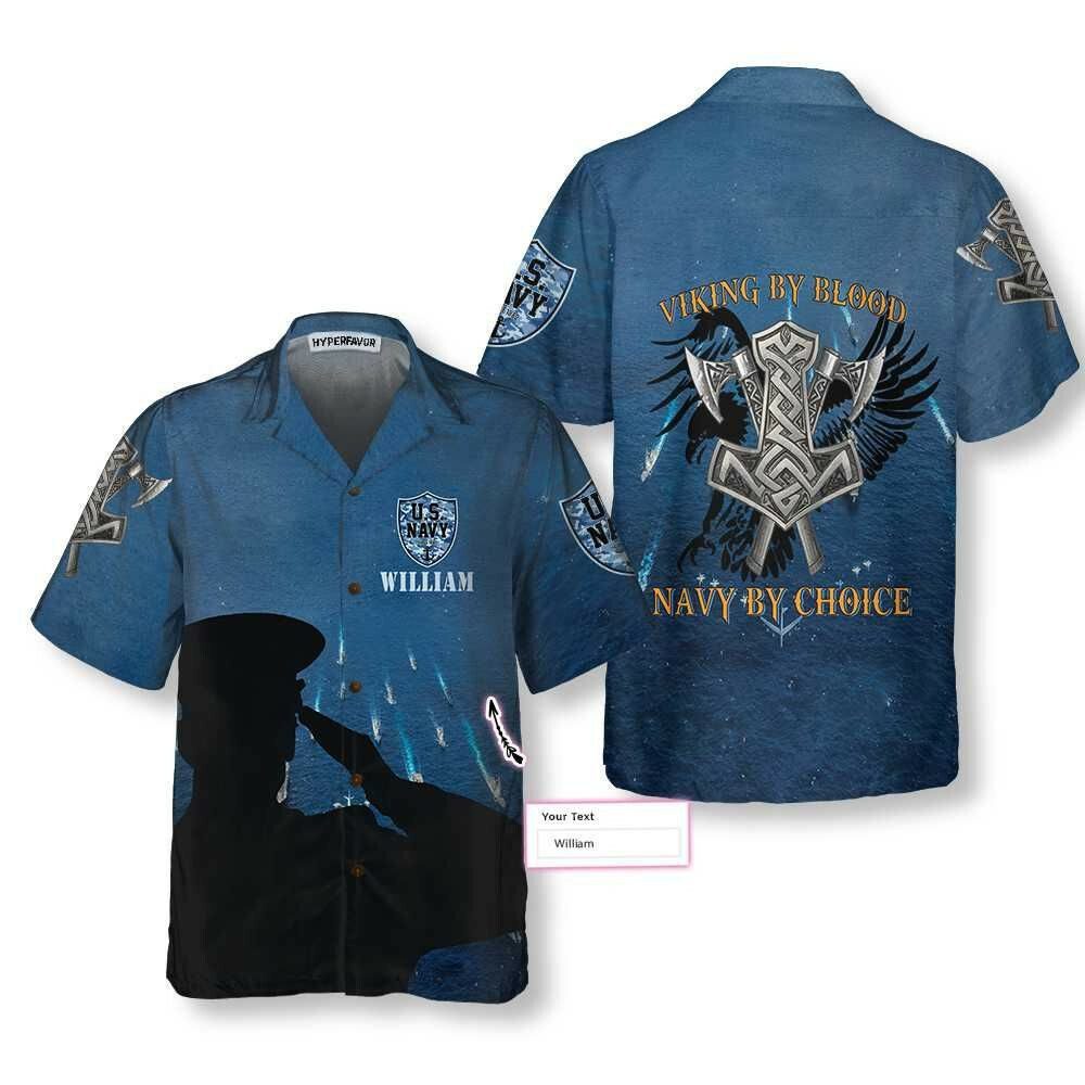 Navy By Choice Personalized Hawaiian Shirt