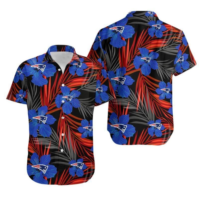 New England Patriots 2 Flower Hawaiian Shirt For Fans-1