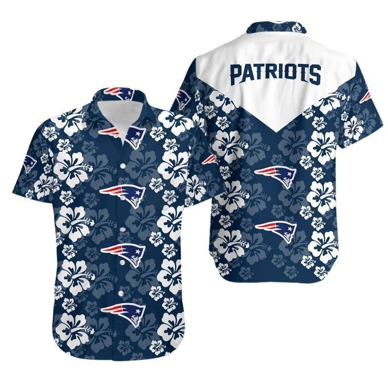 New England Patriots Flowers Hawaiian Shirt For Fans-1