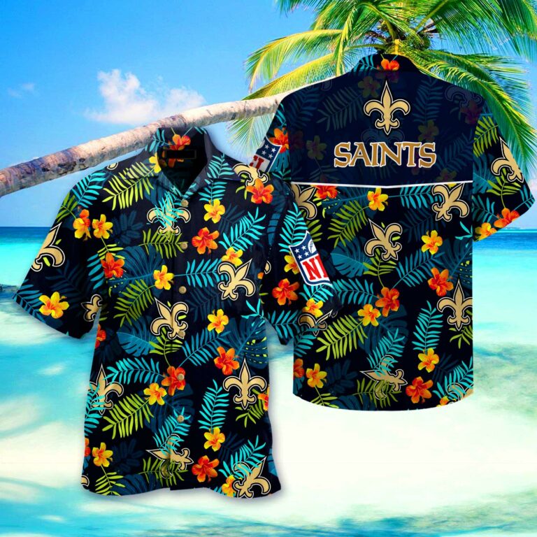 New Orleans Saints Nfl Hawaiian Shirt Short 3d For Fans-1