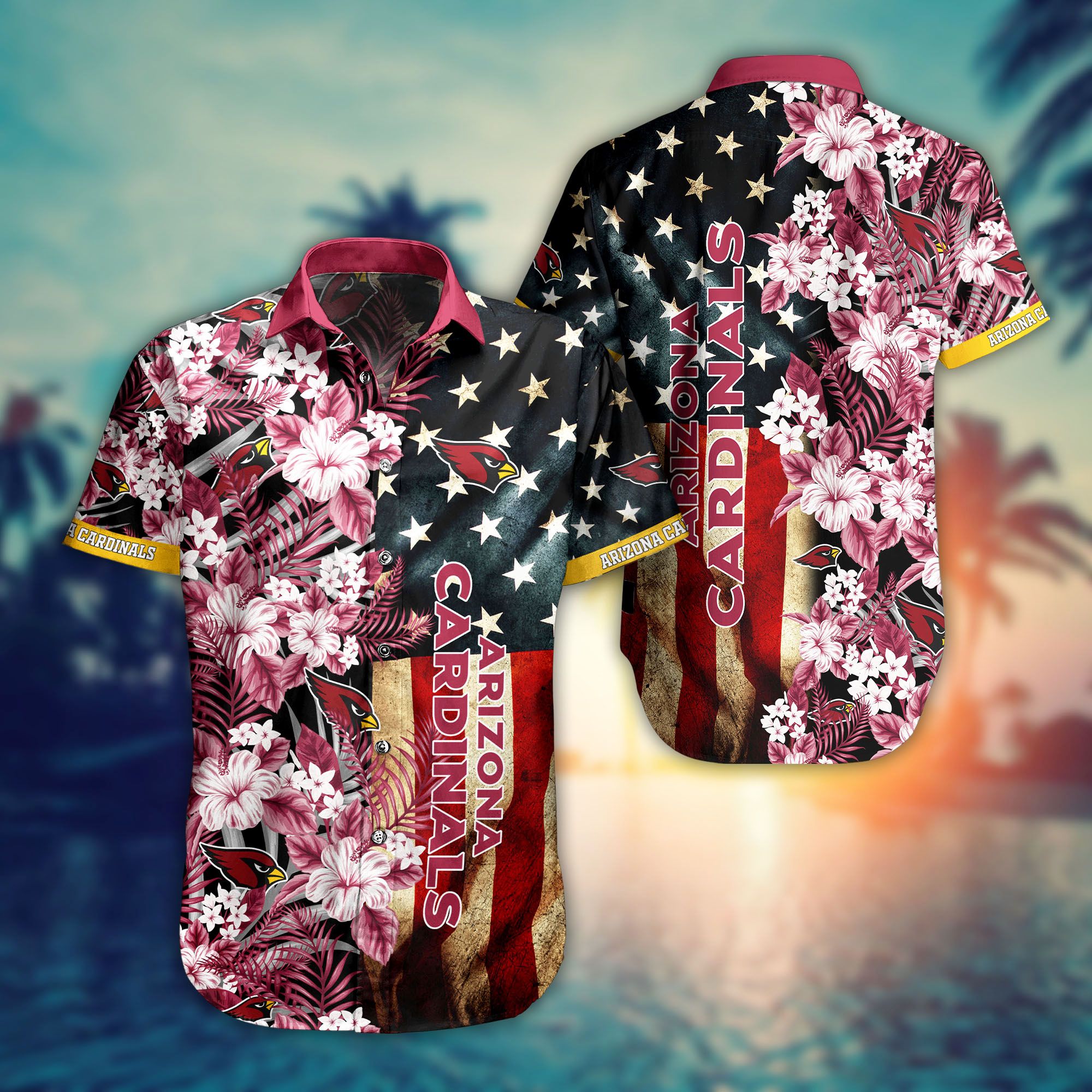 Nfl Arizona Cardinals Hawaiian Shirt Flag Flower