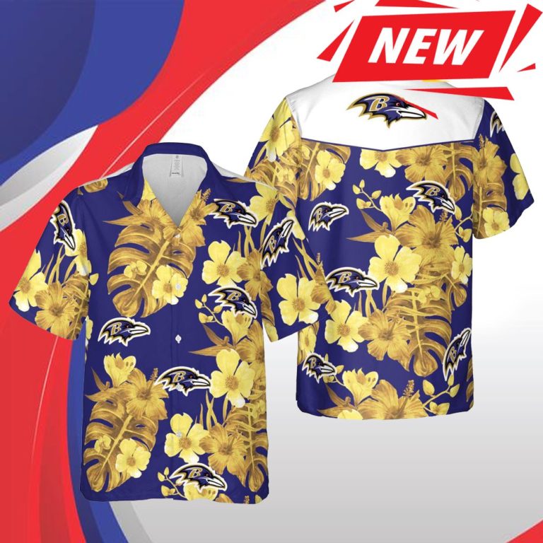 Nfl Baltimore Ravens Hawaiian 3d Shirt Floral-1