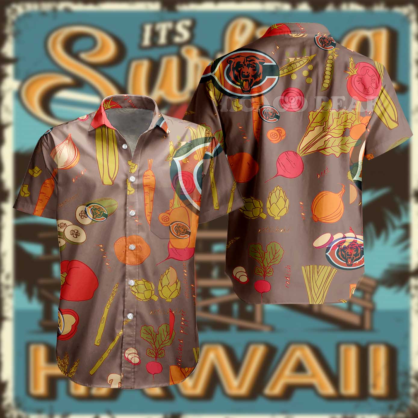 Nfl Chicago Bears Hawaiian Shirt Tropical Vegetables For Fans-1