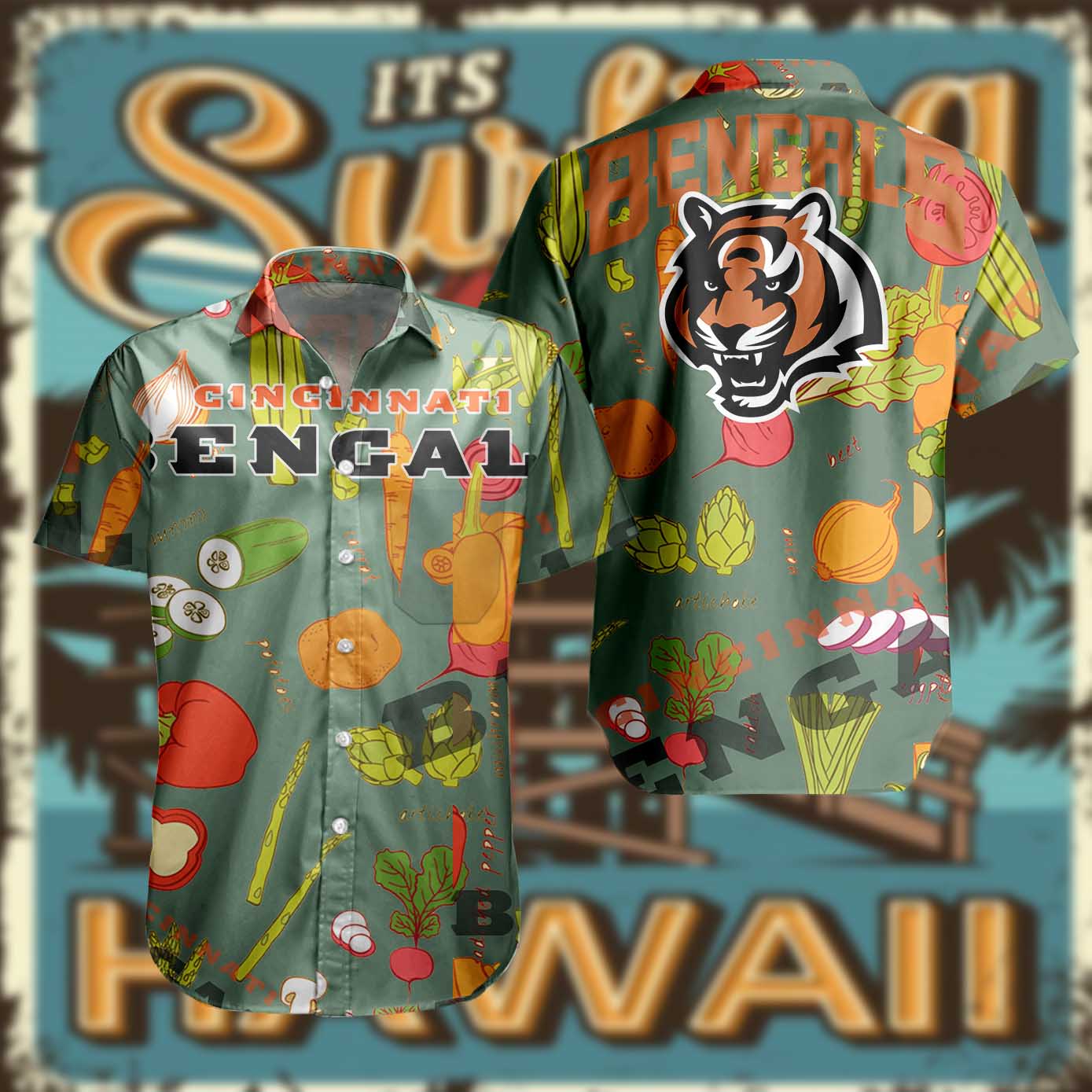 Nfl Cinciniti Bengals Hawaiian Shirt Tropical Vegetables For Fans-1