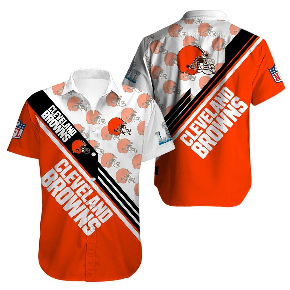 Nfl Cleveland Browns Helmet Cross Hawaii Full 3d Shirt