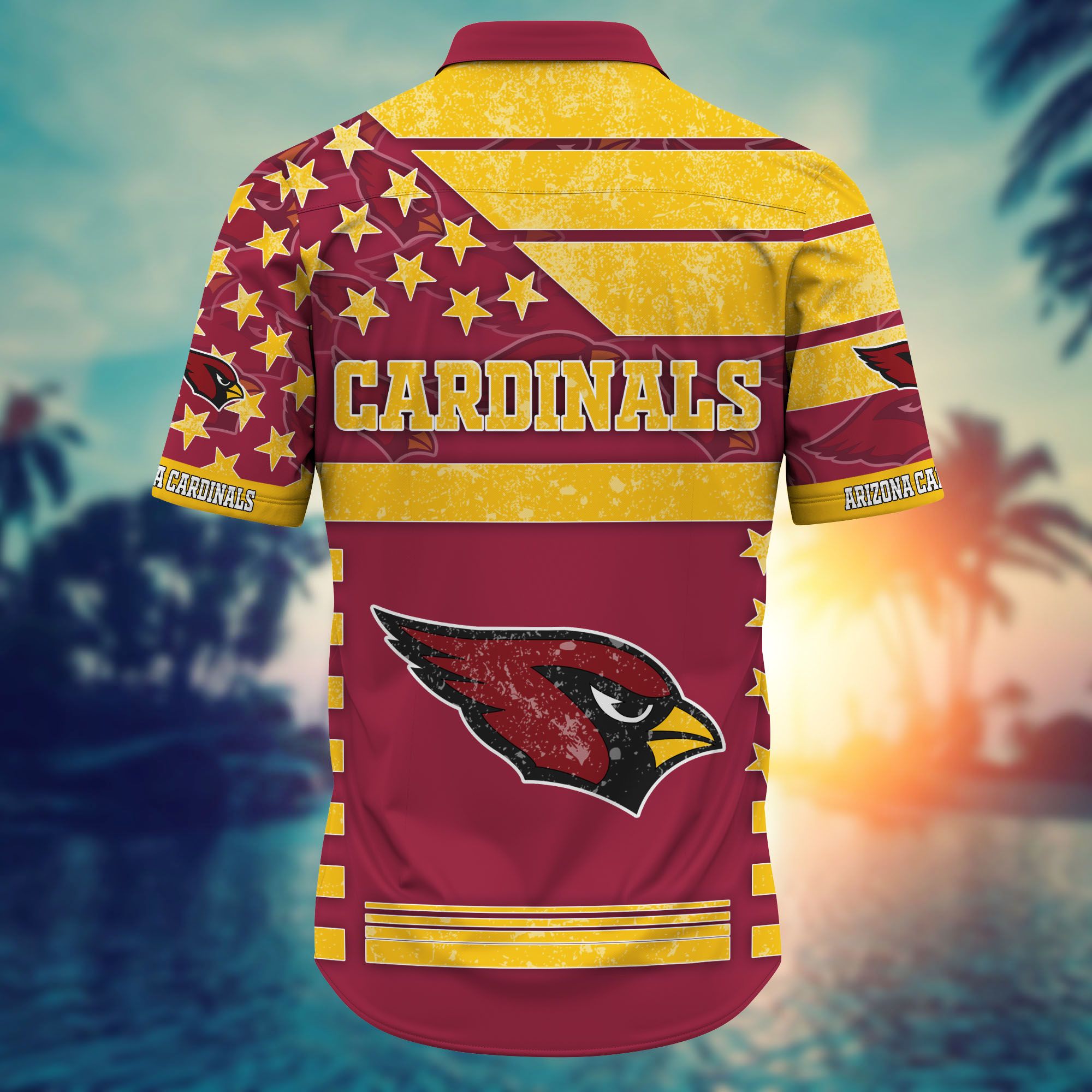 Nfl Hawaiian Shirt Arizona Cardinals Shorts Star 3d Custom Name Number-1