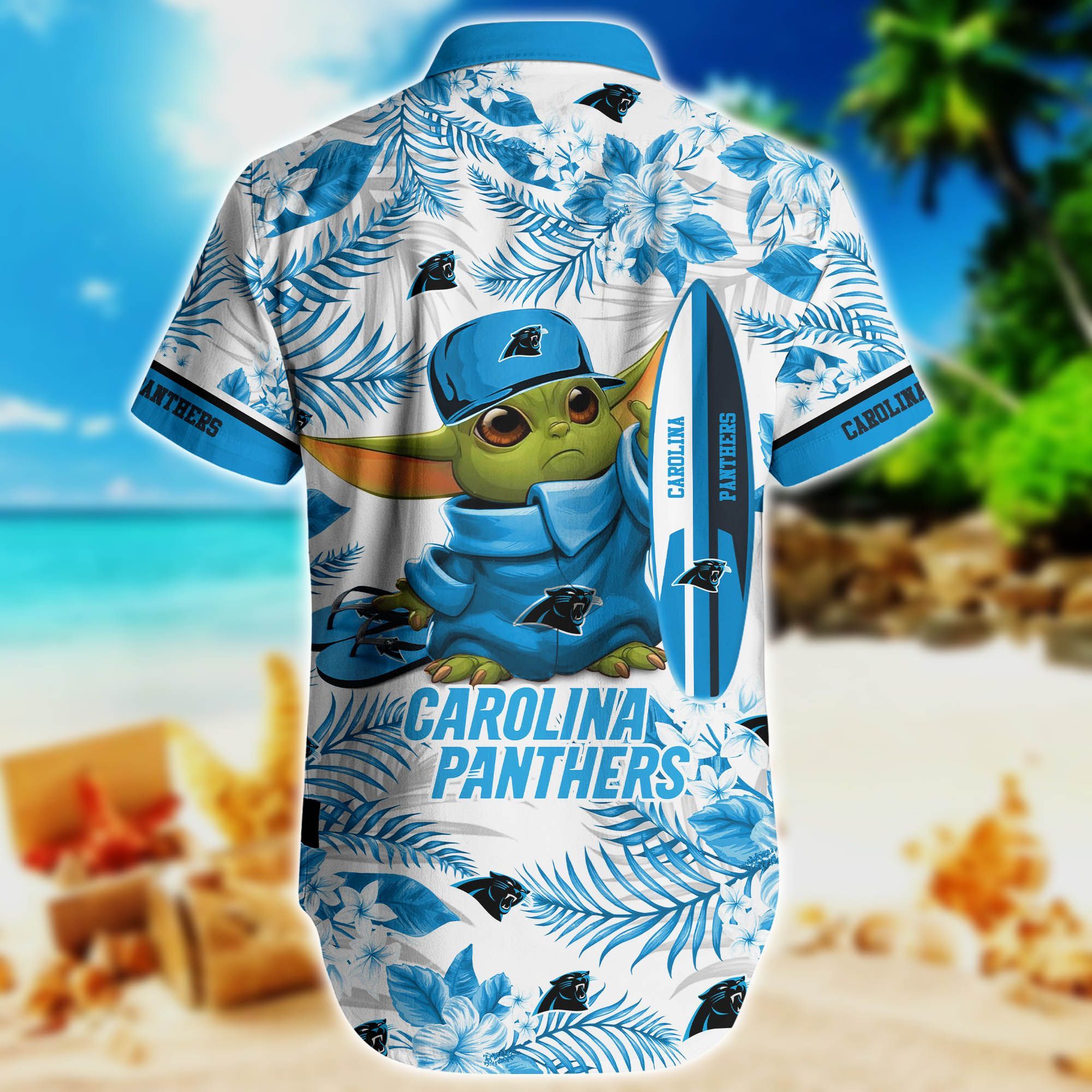 Nfl Hawaiian Shirt Carolina Panthers Summer Yoda Surfboard And Short 3d-2