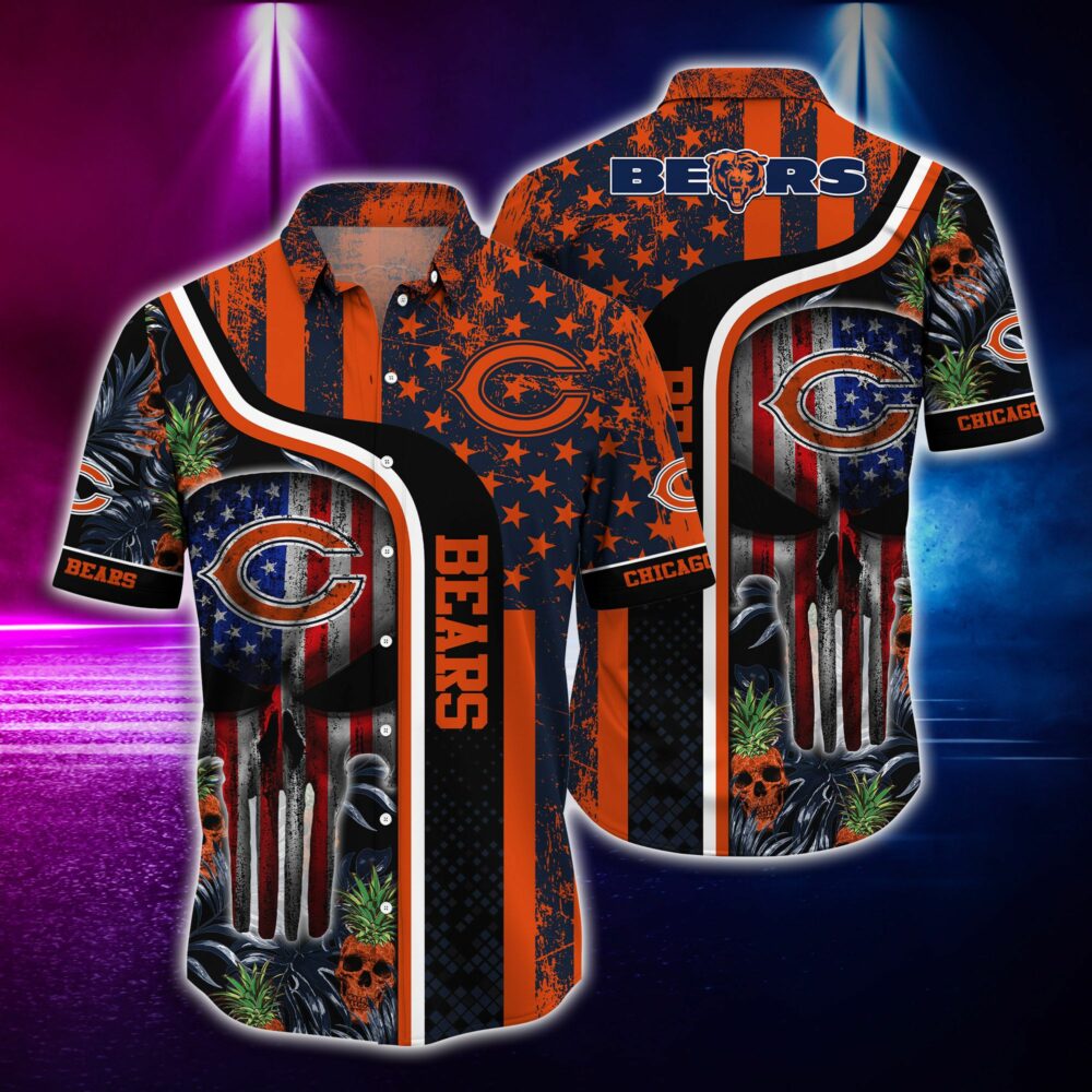 Nfl Hawaiian Shirt Chicago Bears Tshirt Skull Tropical-1