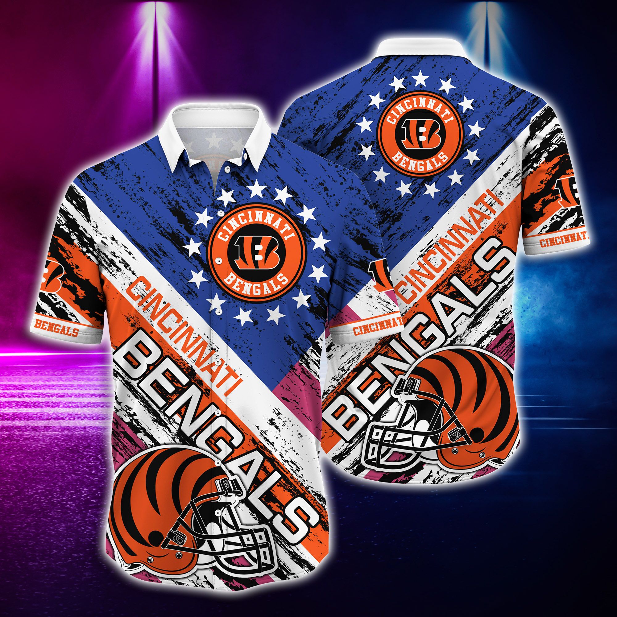 Nfl Hawaiian Shirt Cincinnati Bengals And Tshirt Rugby Helmet-1