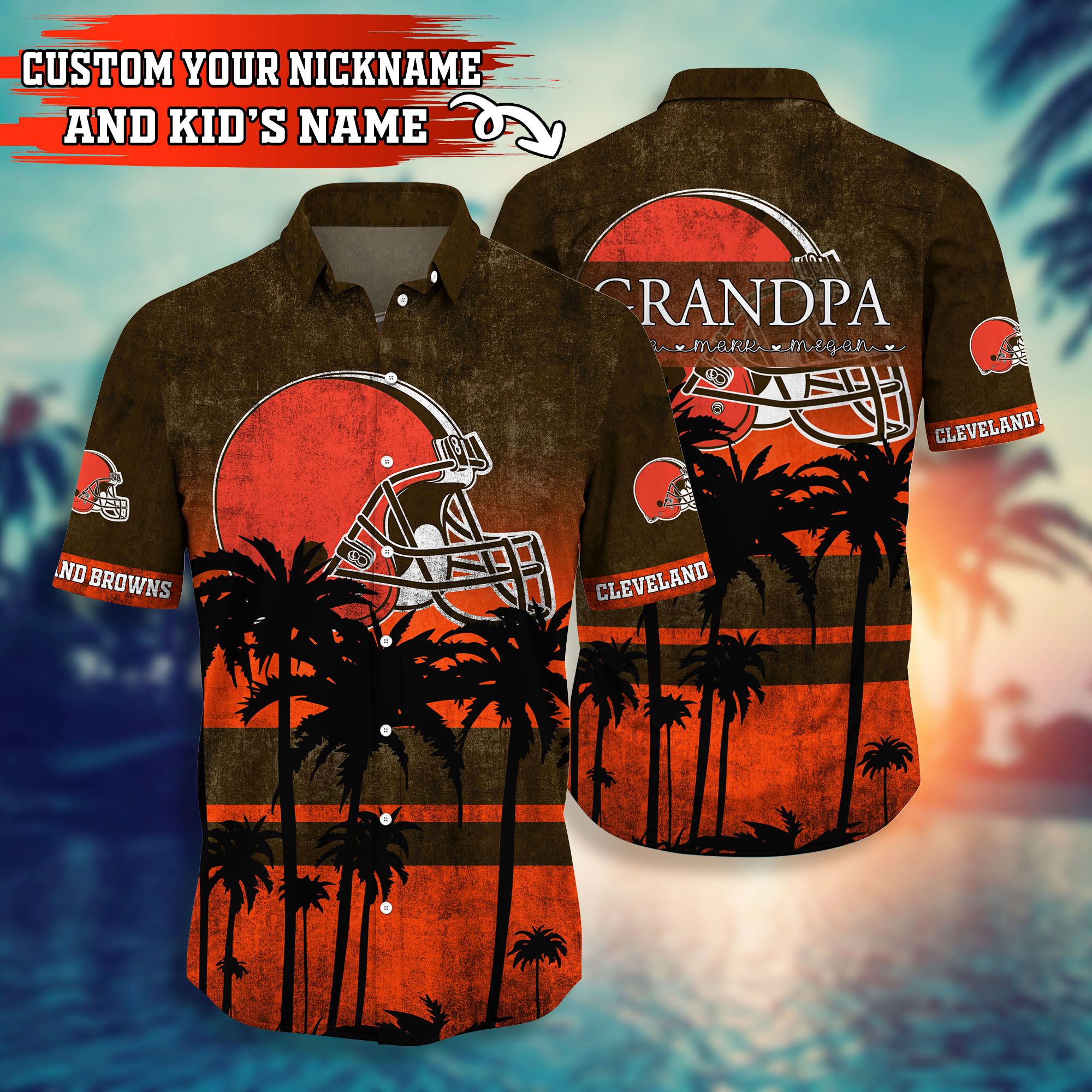 Nfl Hawaiian Shirt Cleveland Browns And Short Style 3d Custom Name Name-1