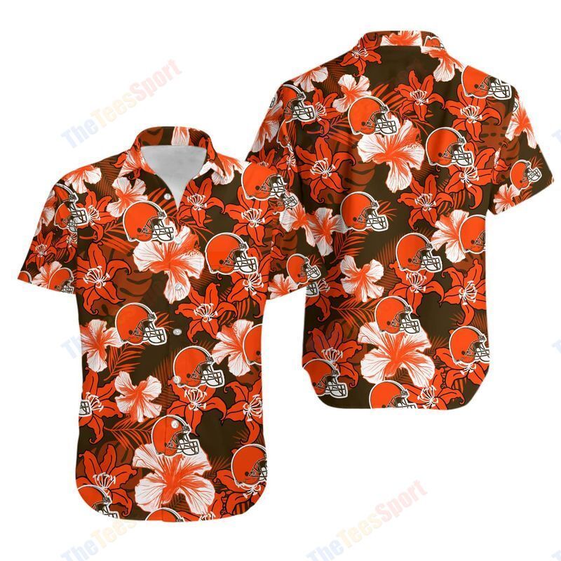 Nfl Hawaiian Shirt Cleveland Browns Flower For Fans-1