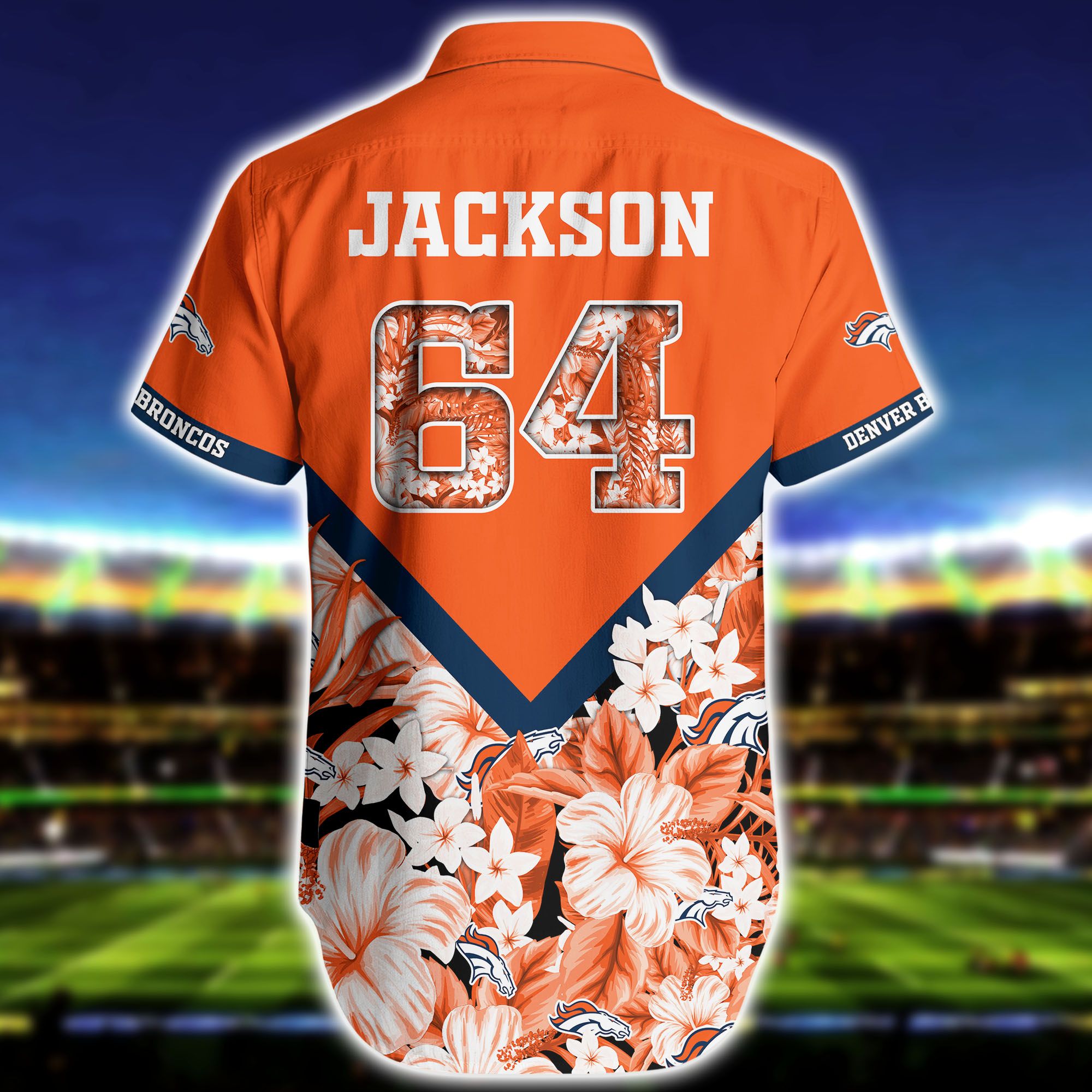 Nfl Hawaiian Shirt Denver Broncos And Short Floral 3d Custom Name Number-2