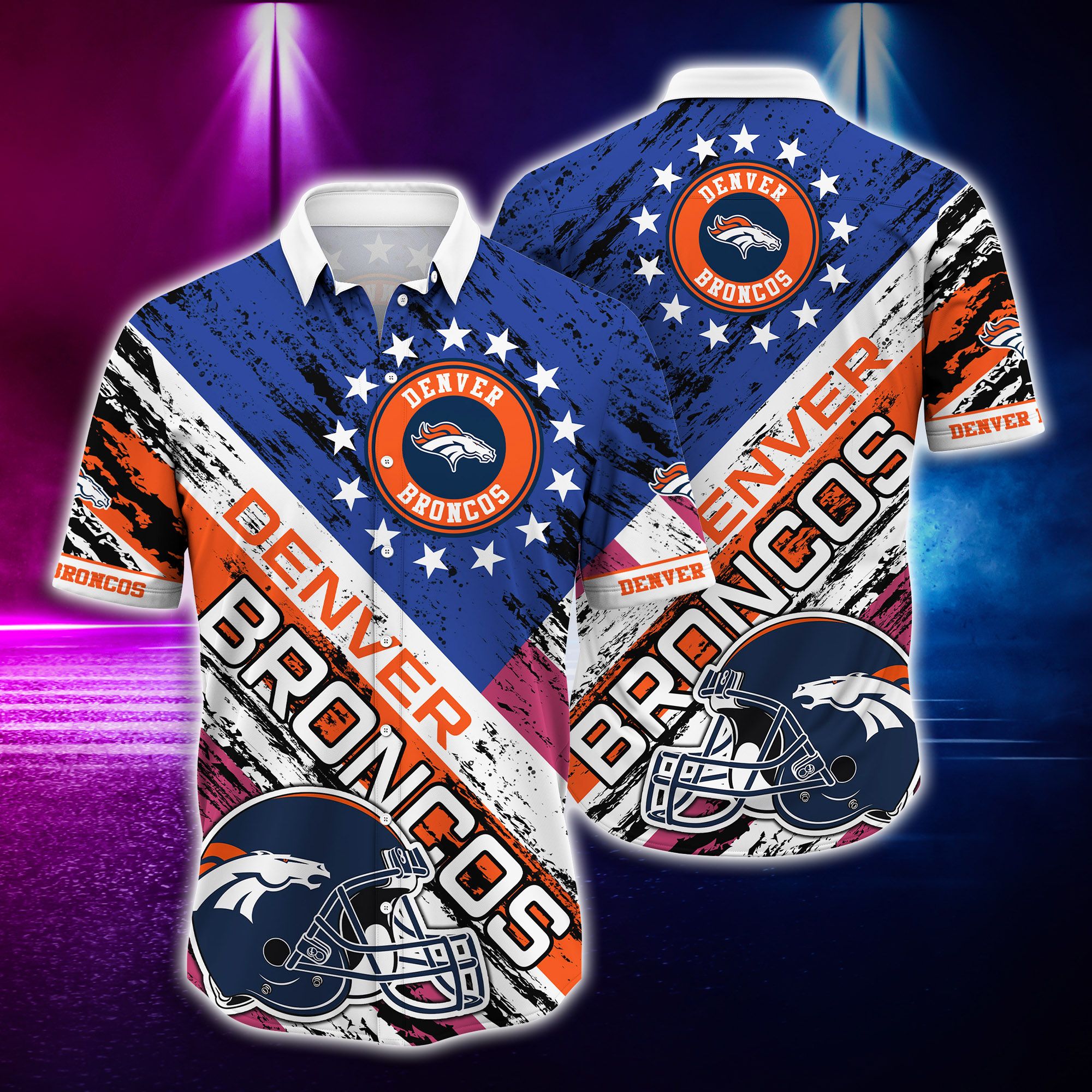 Nfl Hawaiian Shirt Denver Broncos And Tshirt Rugby Helmet-1