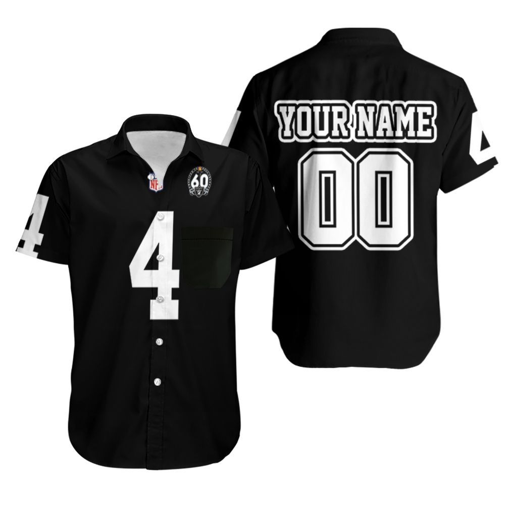 Nfl Hawaiian Shirt Fan Carr Number 4 Oakland Raiders 3d-1