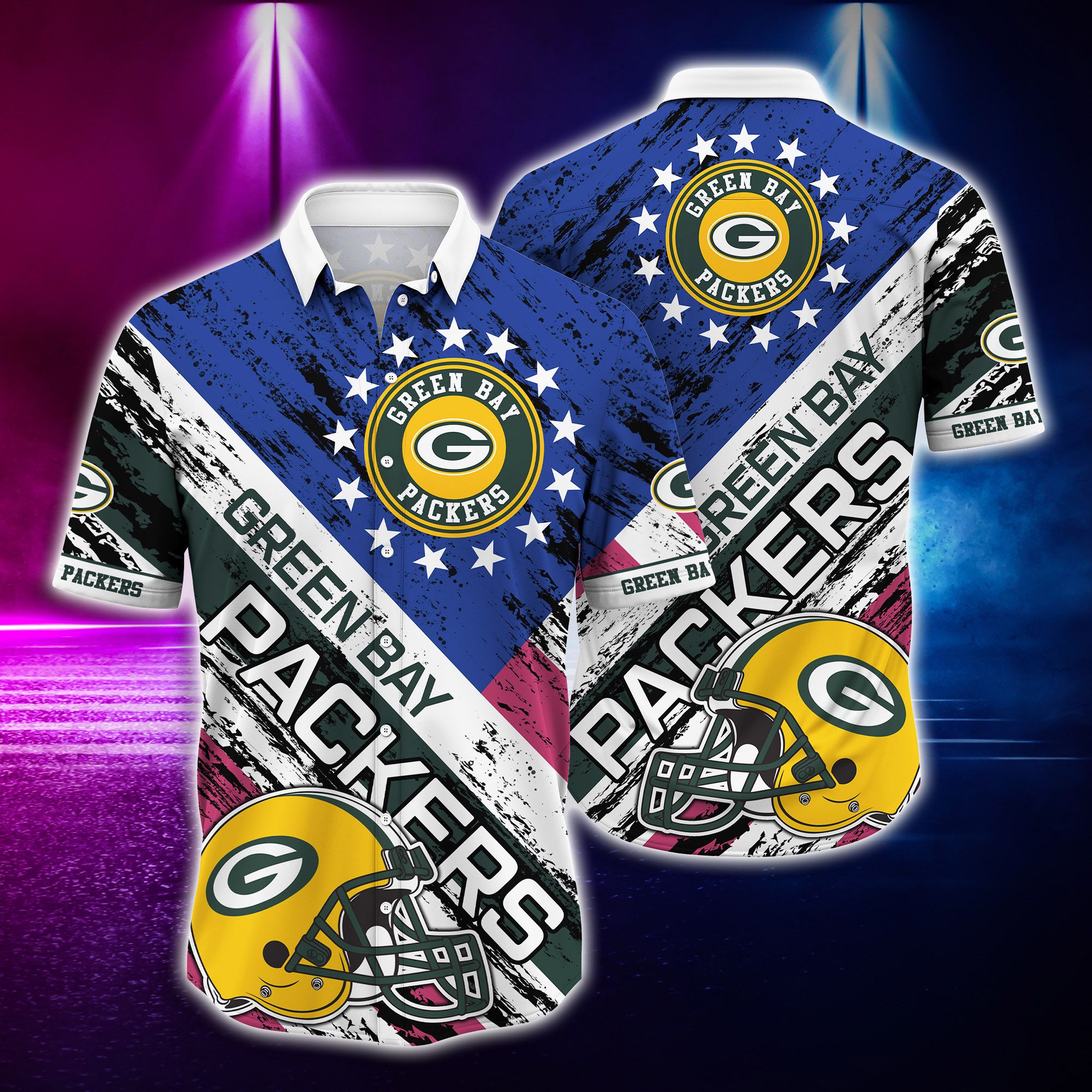 Nfl Hawaiian Shirt Green Bay Packers And Tshirt Rugby Helmet-1