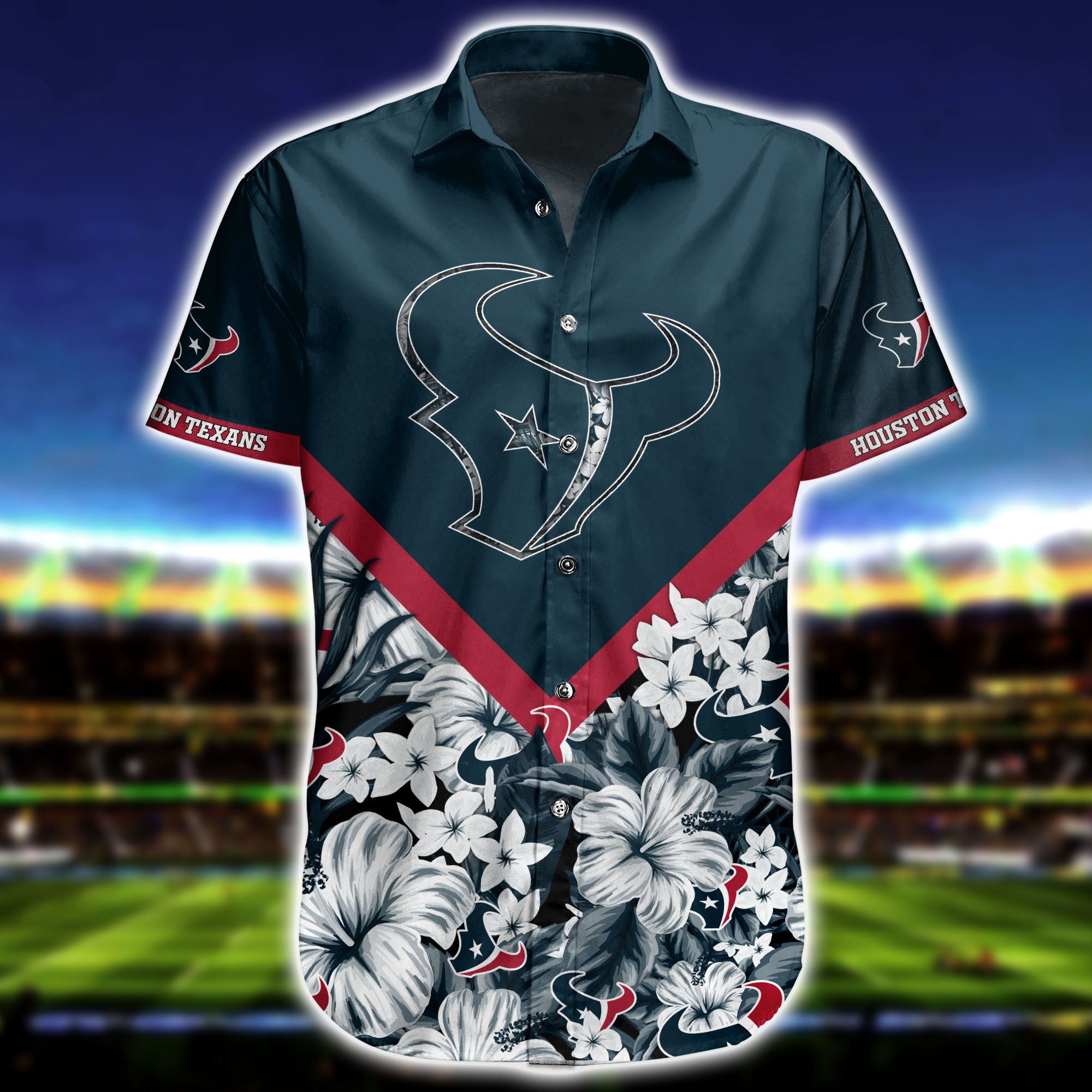 Nfl Hawaiian Shirt Houston Texans And Short Floral Custom Name Number-2