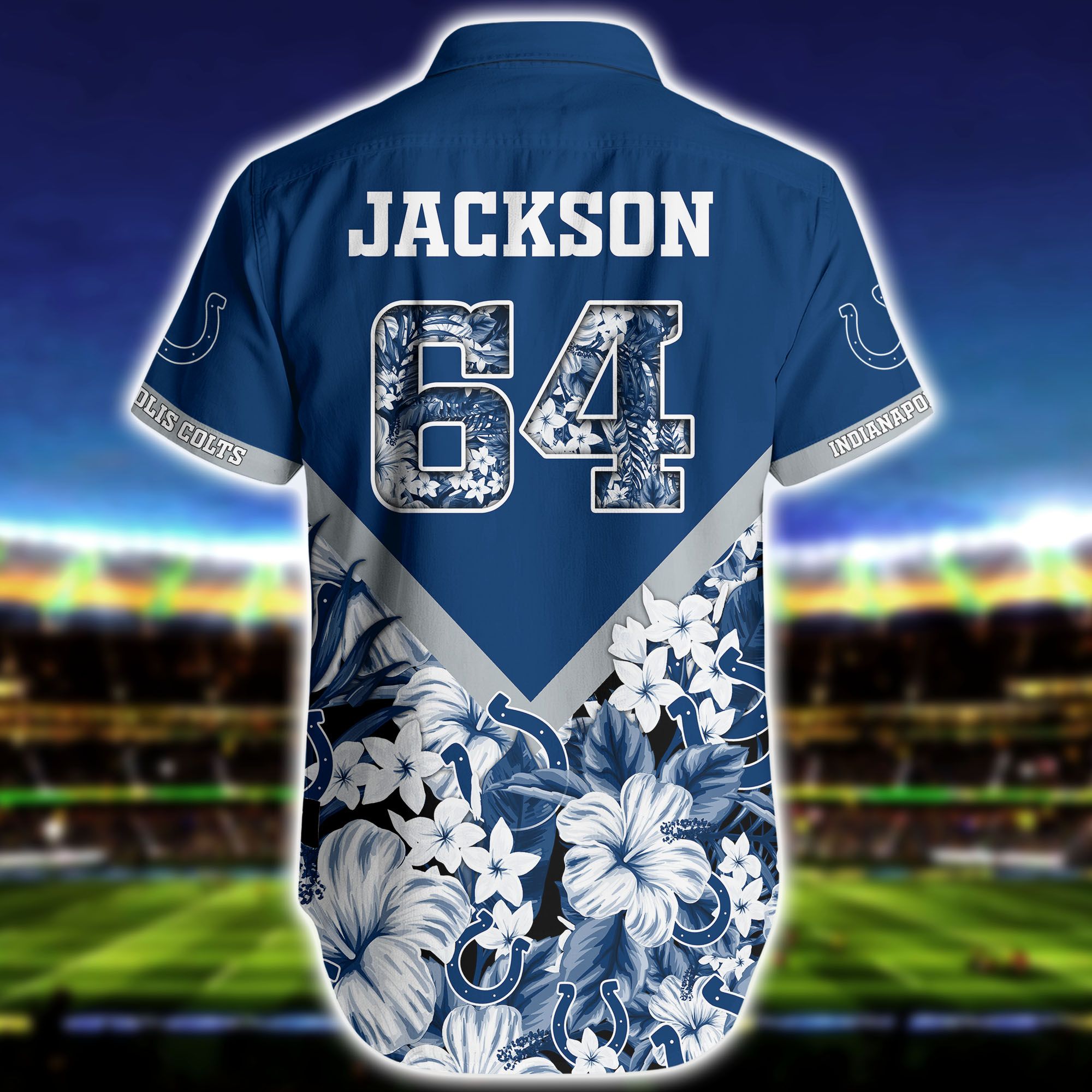 Nfl Hawaiian Shirt Indianapolis Colts And Short Floral Custom Name Number-2