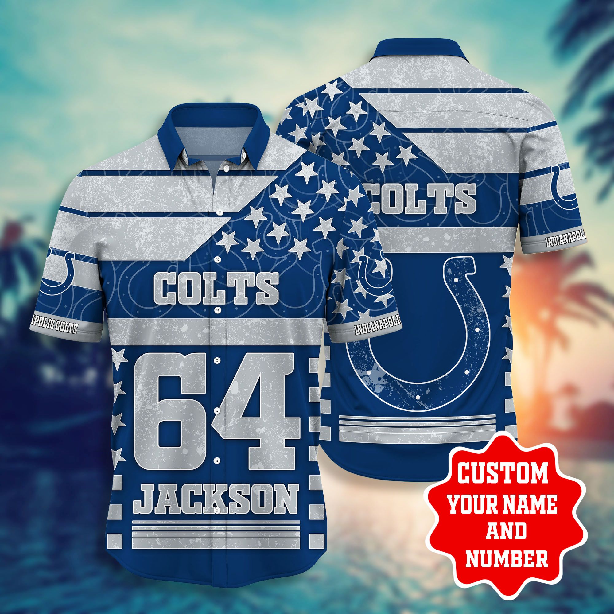 Nfl Hawaiian Shirt Indianapolis Colts Shorts Tshirt Star Custom Name Number-1