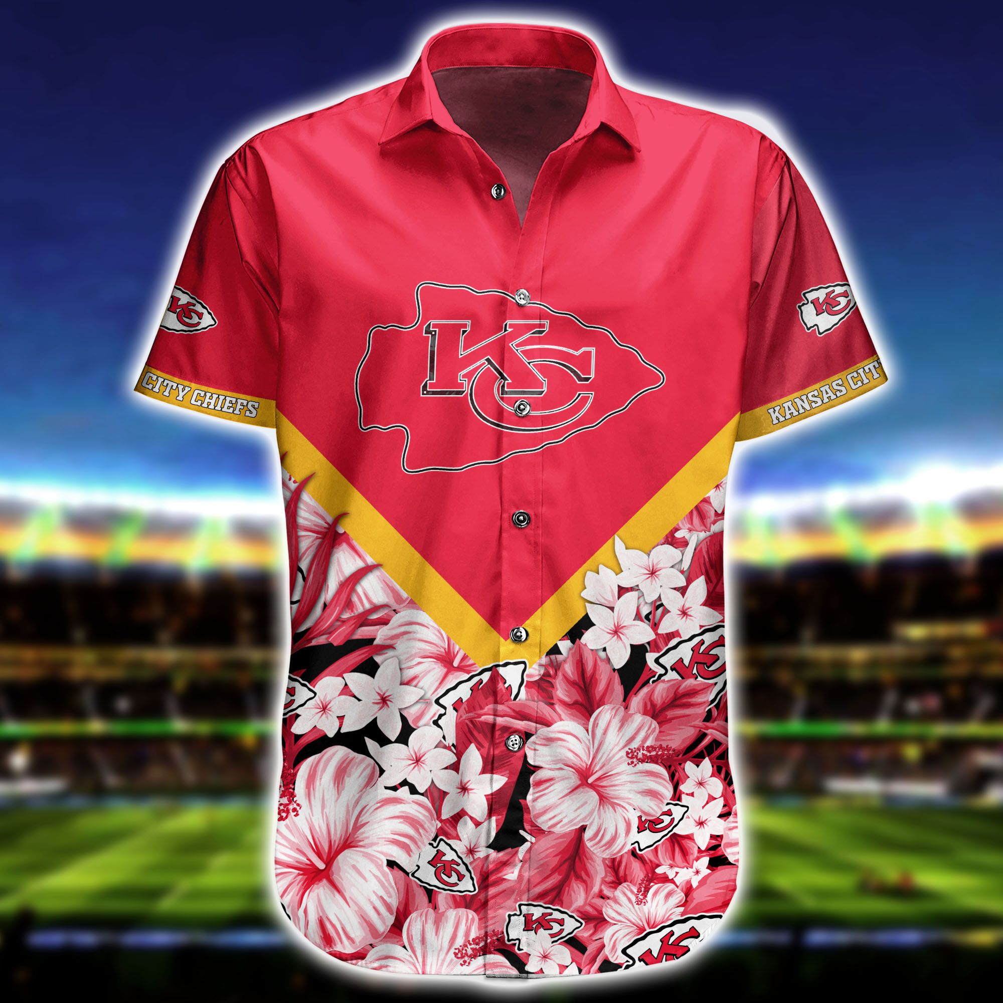 Nfl Hawaiian Shirt Kansas City Chiefs And Short Floral Custom Name Number 01-2