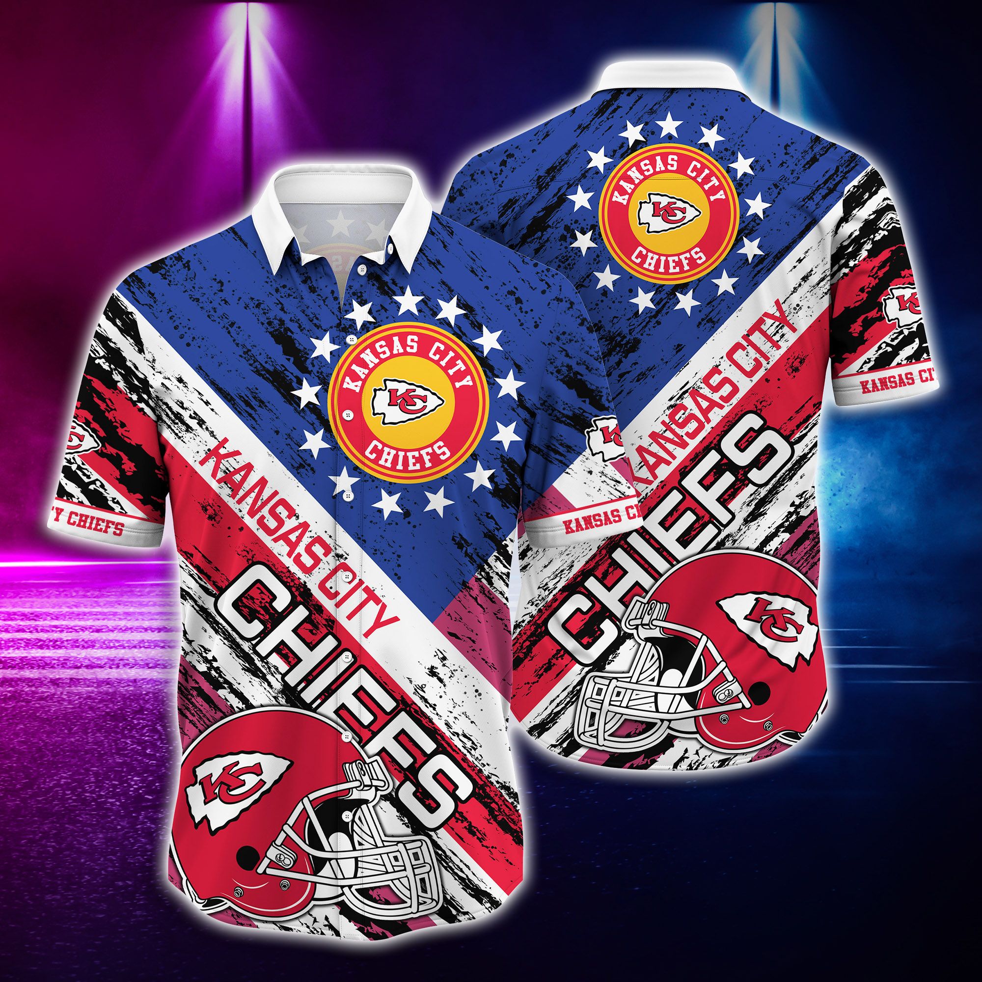 Nfl Hawaiian Shirt Kansas City Chiefs And Tshirt Rugby Helmet-1