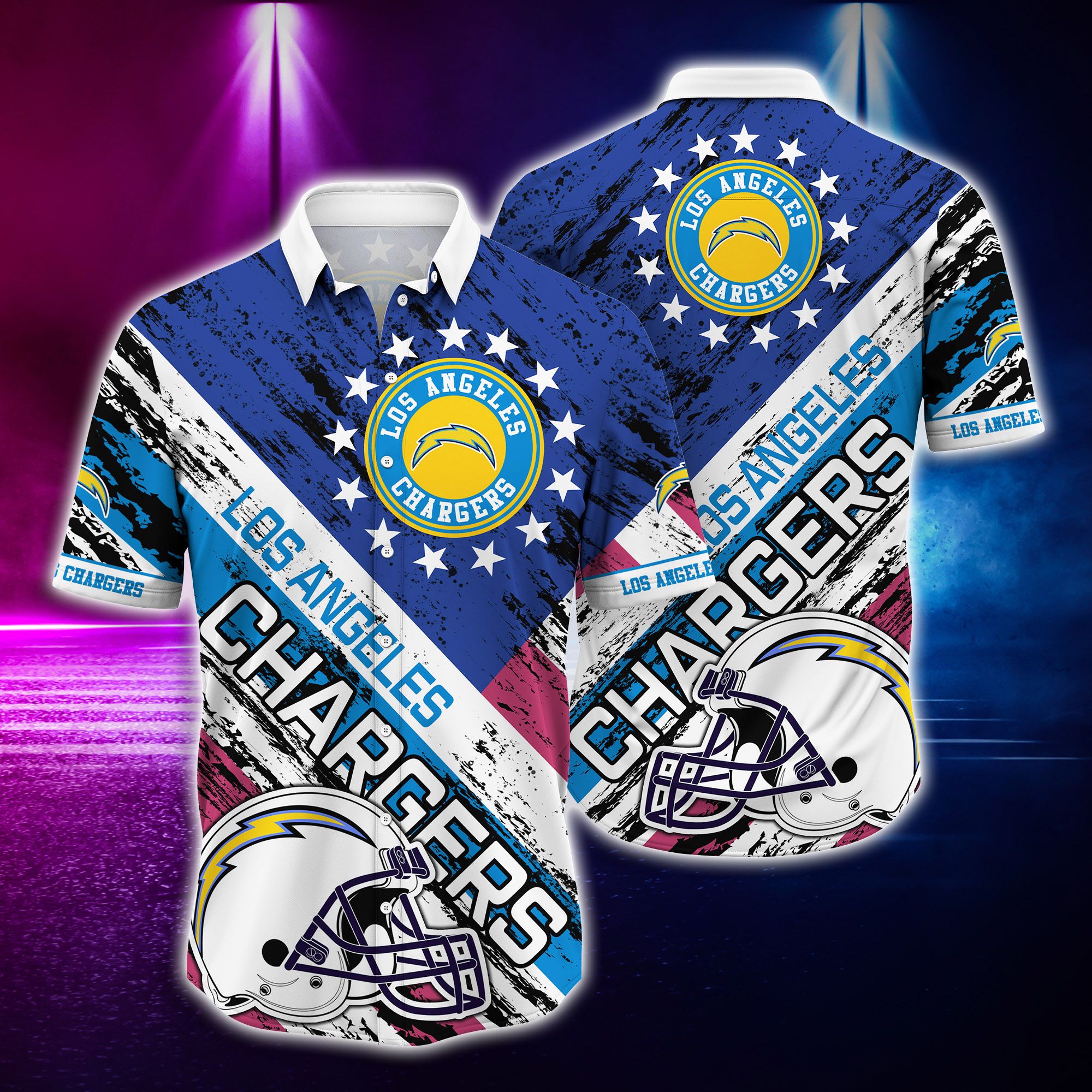Nfl Hawaiian Shirt Los Angeles Chargers Tshirt Rugby Helmet-1