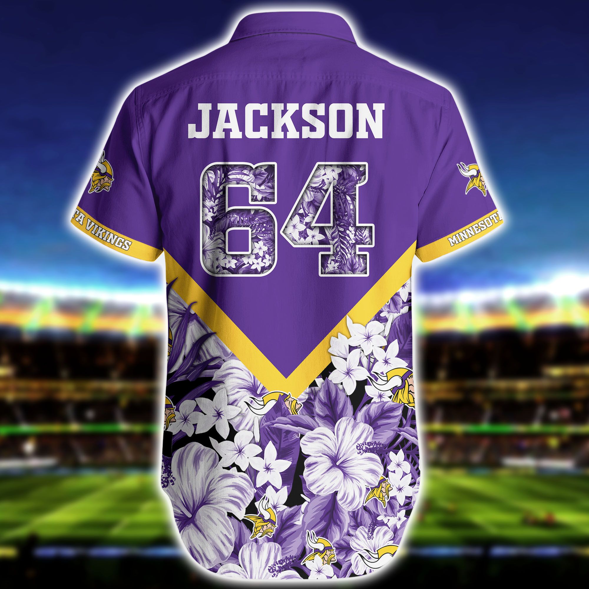 Nfl Hawaiian Shirt Minnesota Vikings And Short Floral 3d Custom Name Number-2