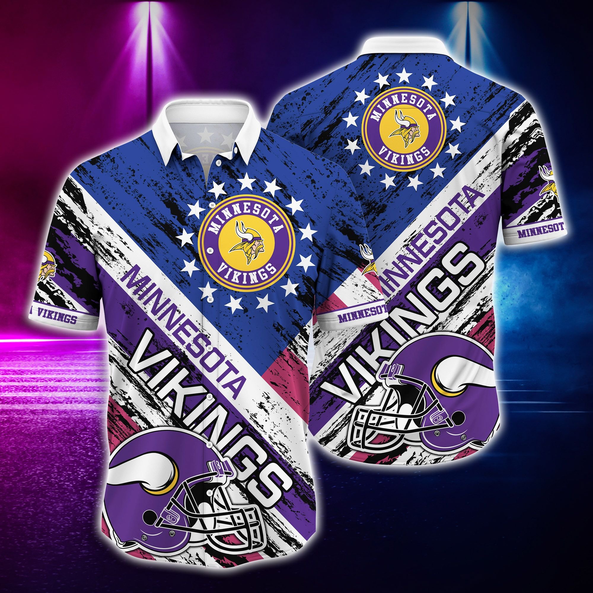 Nfl Hawaiian Shirt Minnesota Vikings And Tshirt Rugby Helmet-1