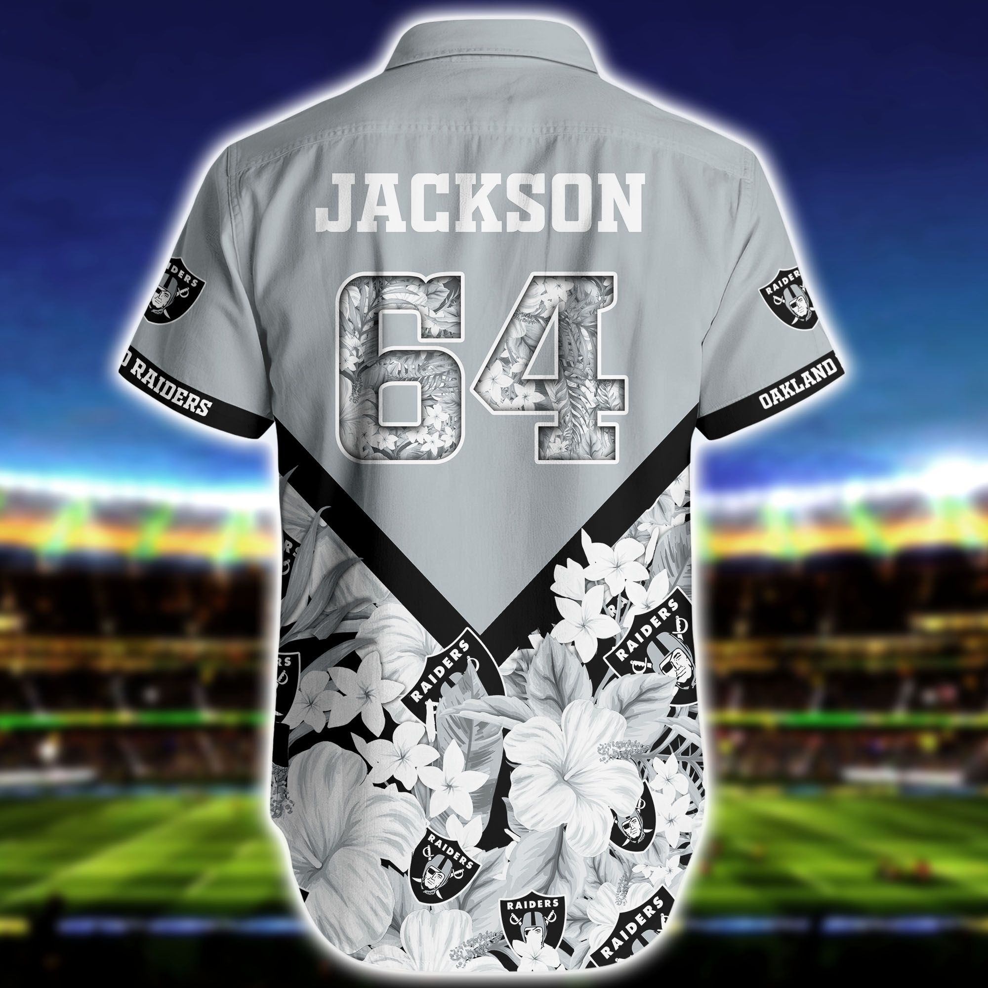 Nfl Hawaiian Shirt Oakland Raiders And Short Floral 3d Custom Name Number-2
