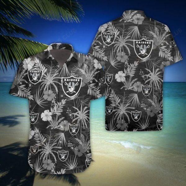 Nfl Hawaiian Shirt Oakland Raiders Flower 3d For Fans 02-1