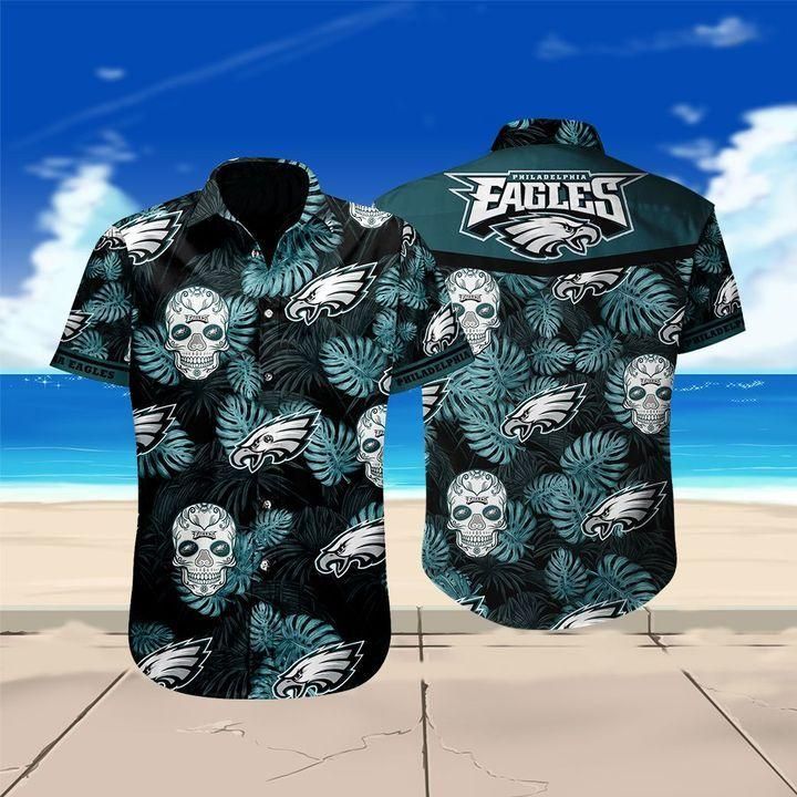 Nfl Hawaiian Shirt Philadelphia Eagles Skull 3d-1