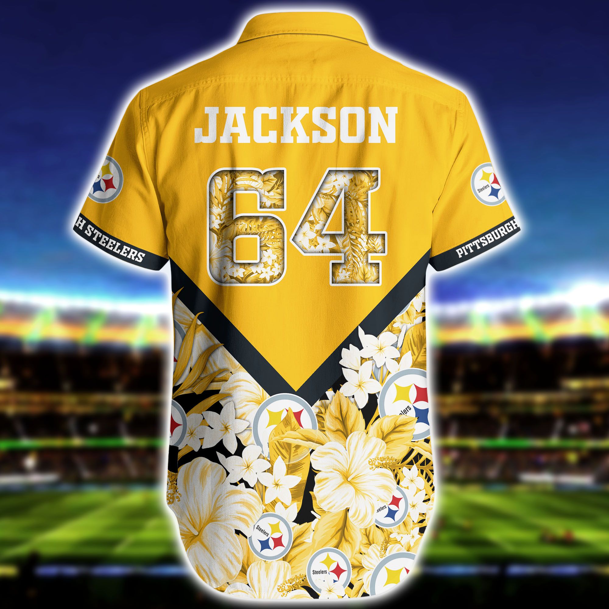 Nfl Hawaiian Shirt Pittsburgh Steelers And Short Floral Custom Name Number-2