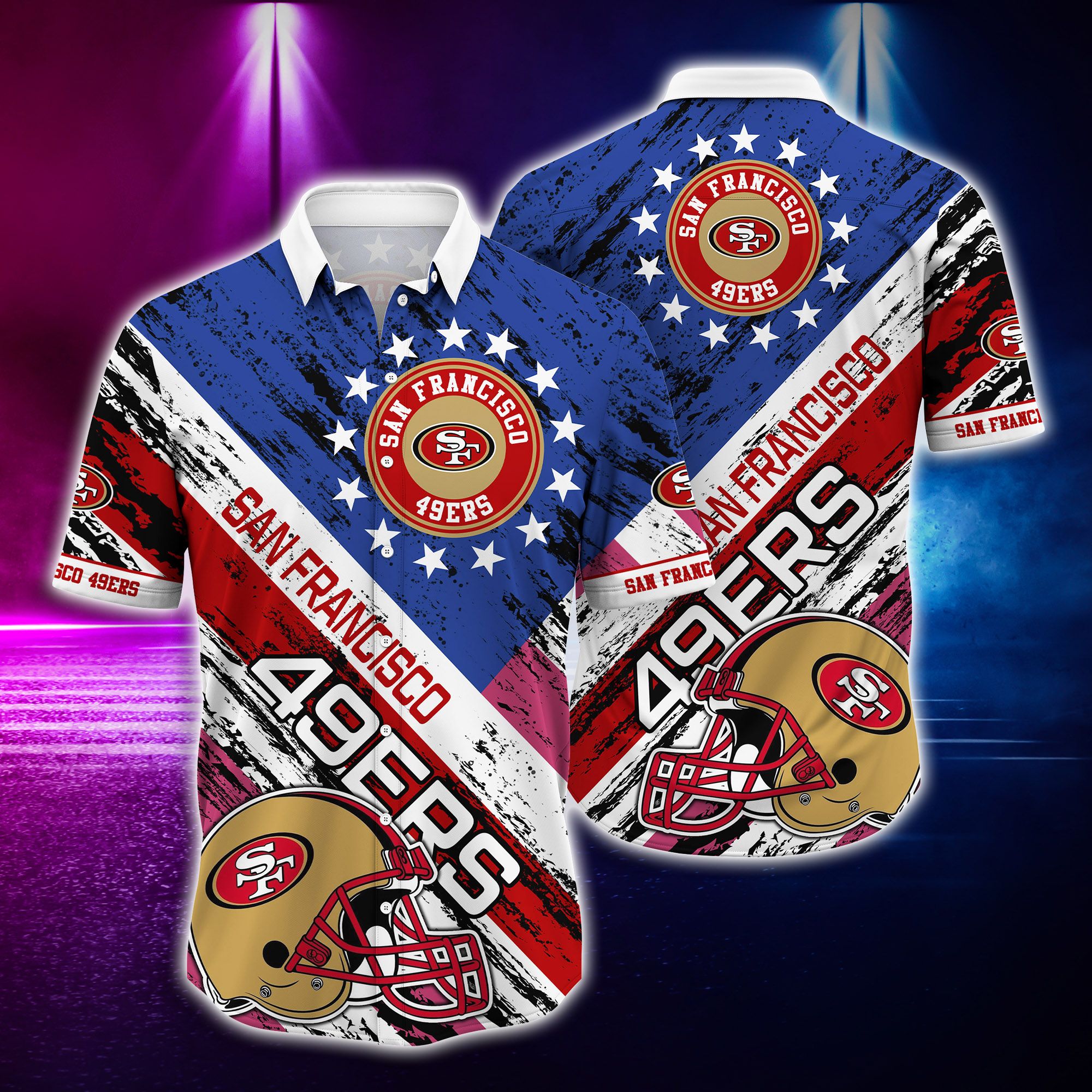 Nfl Hawaiian Shirt San Francisco 49ers And T-shirt Rugby Helmet-1