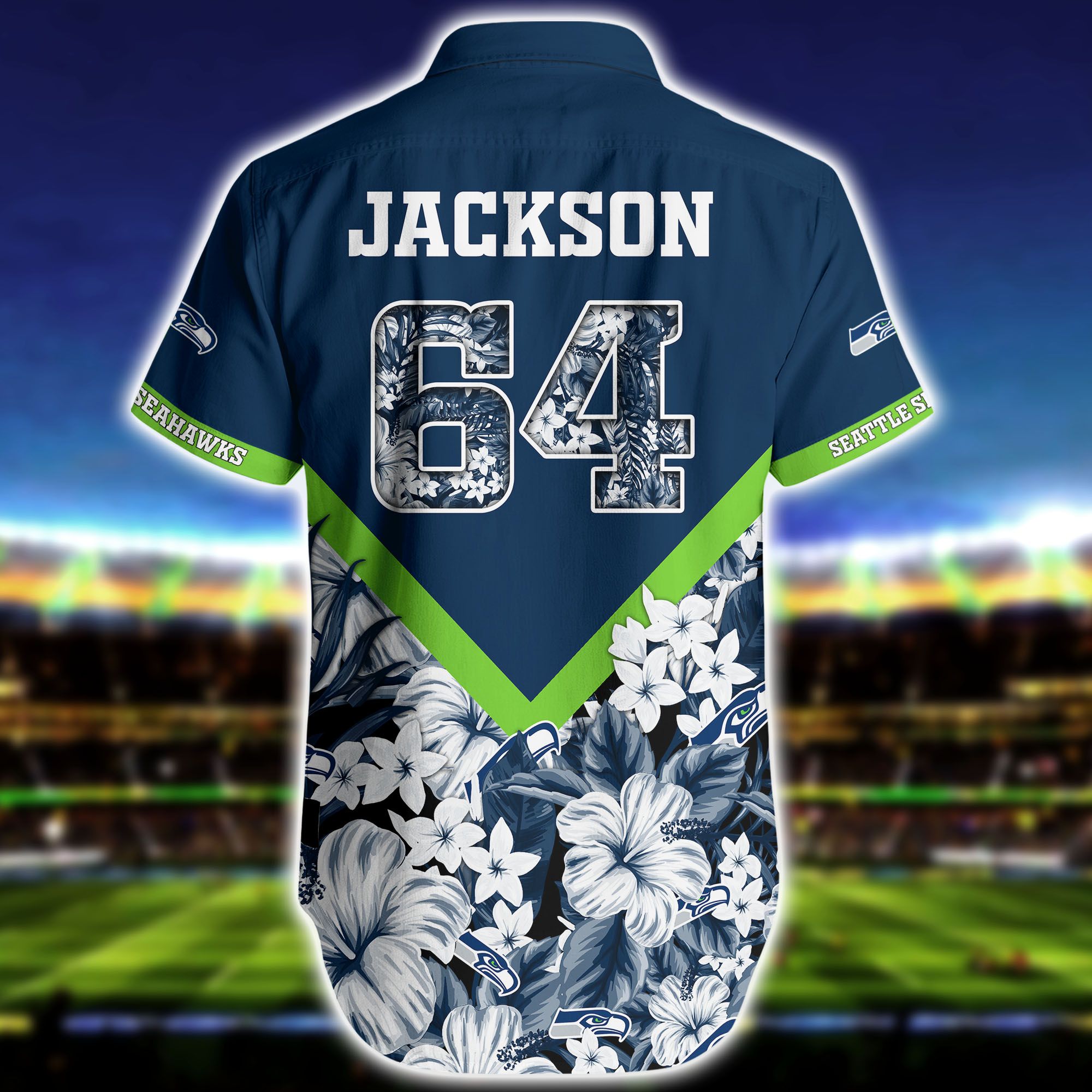 Nfl Hawaiian Shirt Seattle Seahawks And Short Floral 3d Custom Name Number-2