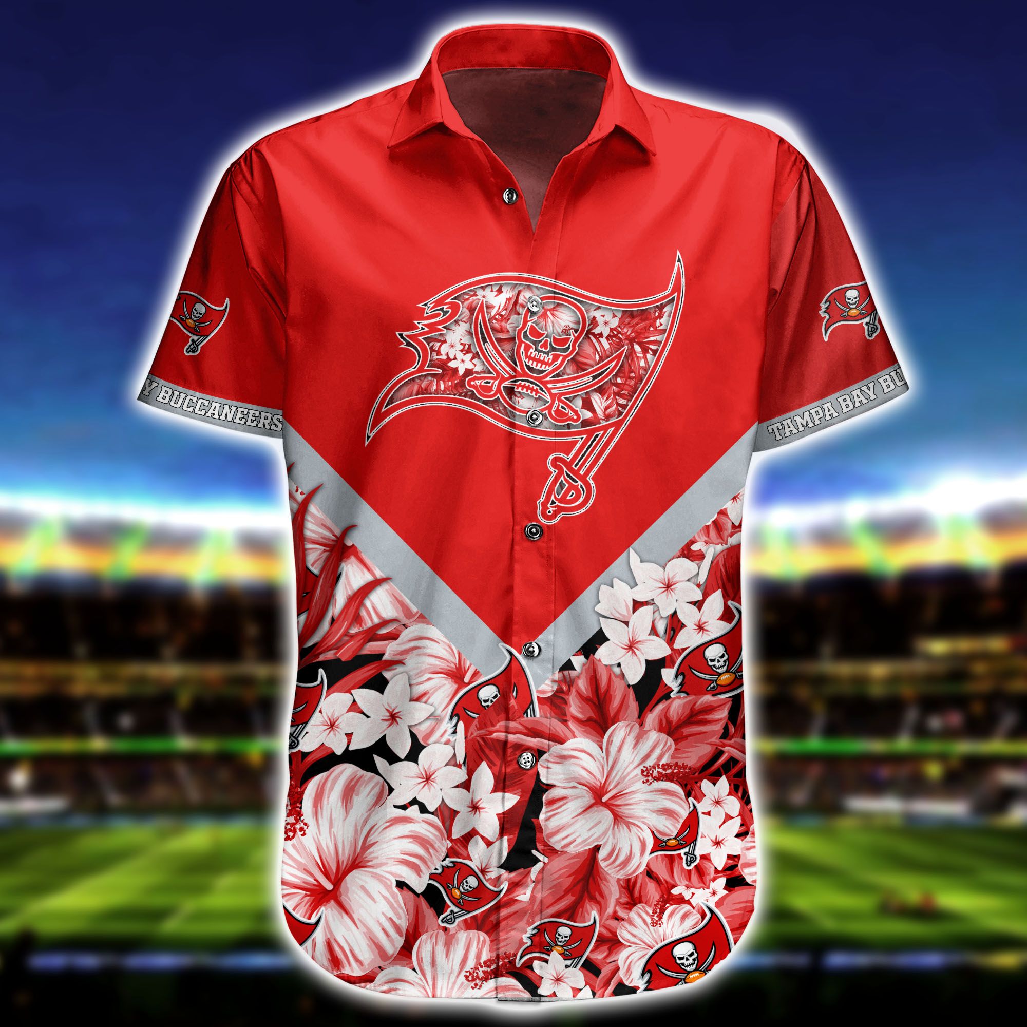 Nfl Hawaiian Shirt Tampa Bay Buccaneers And Short Floral 3d Custom Name Number-2