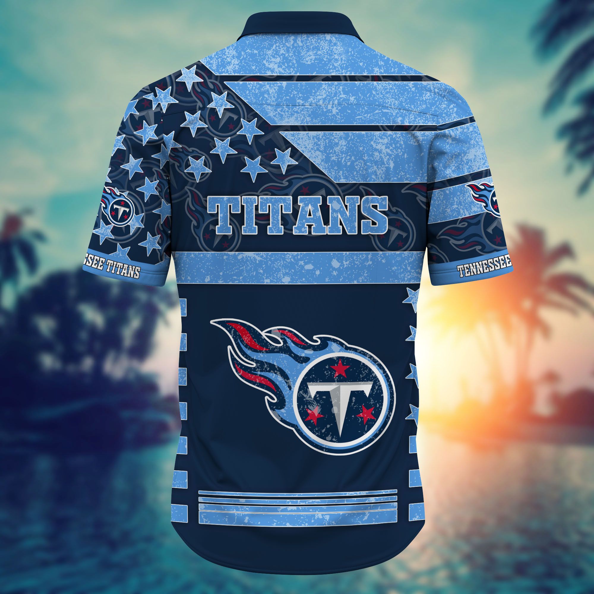 Nfl Hawaiian Shirt Tennessee Titans Shorts Star 3d Custom Name Number-1