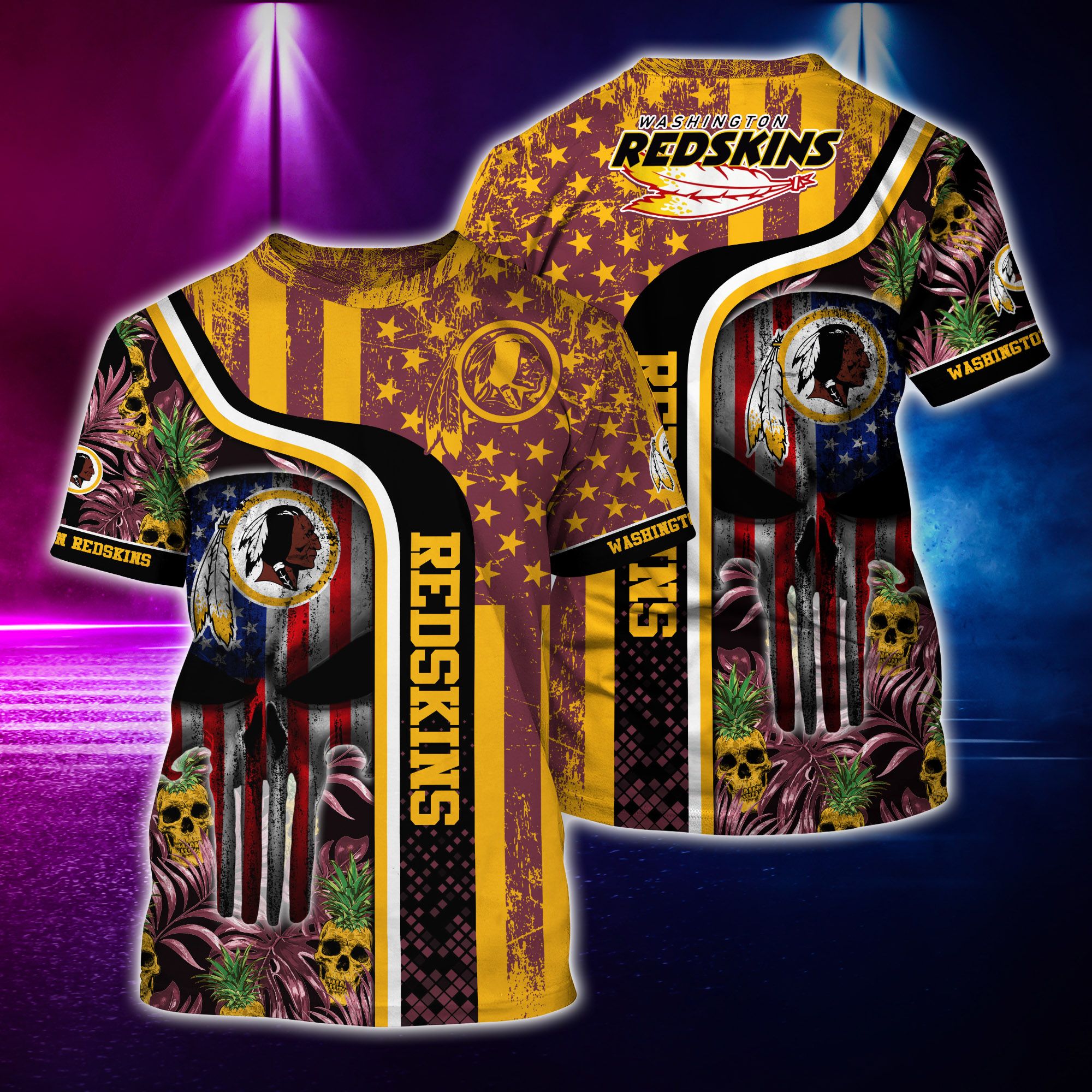 Nfl Hawaiian Shirt Washington Redskins And Tshirt Skull-1