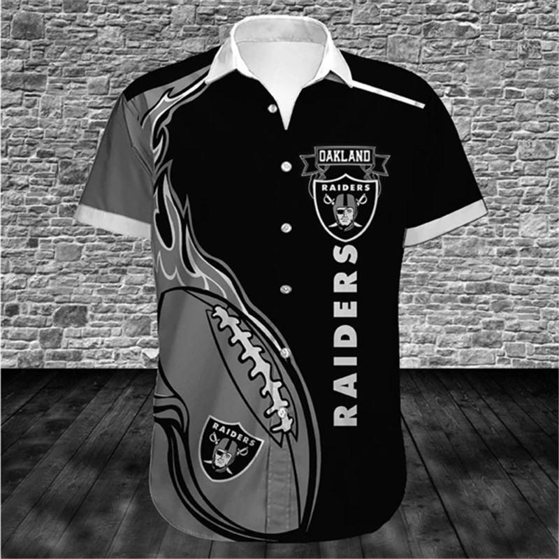 Nfl Las Vegas Raiders 3d Shirt Flame Ball Graphic For Fans-1