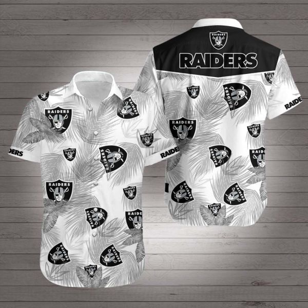 Nfl Las Vegas Raiders Full 3d Hawaii Shirt Print Palm Leaves-1