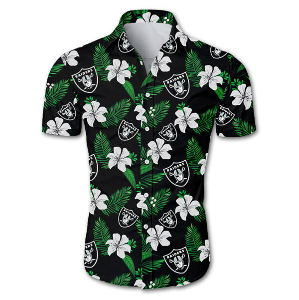 Nfl Las Vegas Raiders Hawaiian Full 3d Shirt Tropical Flower-1