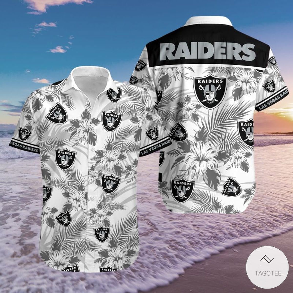 Nfl Las Vegas Raiders Hawaiian Shirt Full 3d Tropical Flower-1