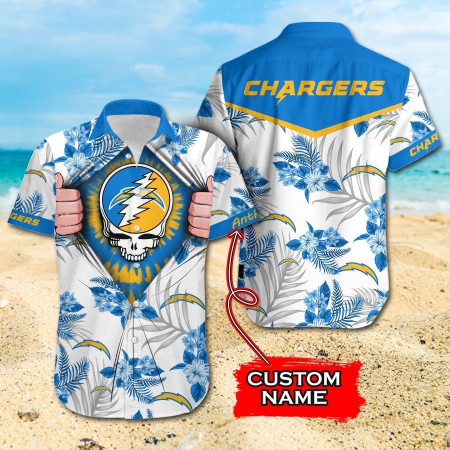 Nfl Los Angeles Chargers Grateful Dead Hawaiian Shirt For Fans-1