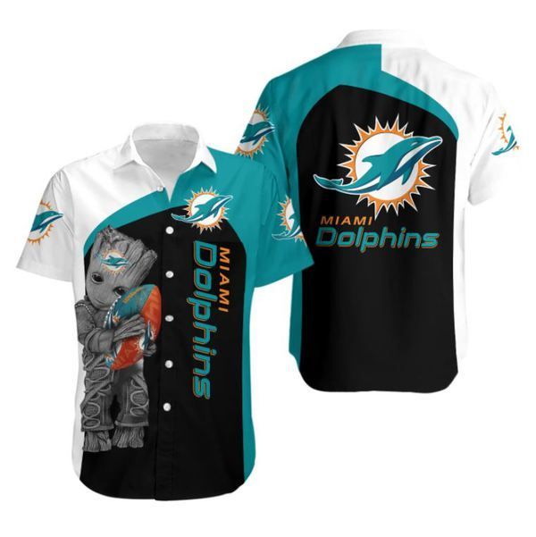 Nfl Miami Dolphins Groot Hawaiian Shirt 3d For Fans-1