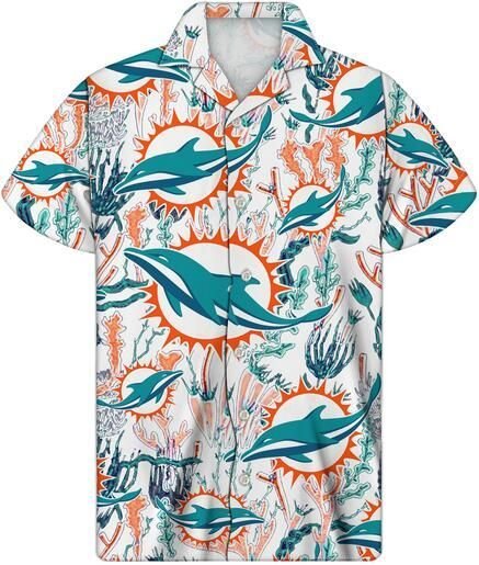 Nfl Miami Dolphins Hawaiian 3d Shirt Button Up-1