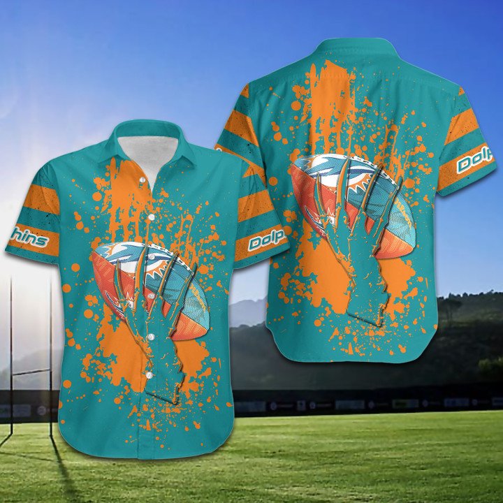 Nfl Miami Dolphins Hawaiian 3d Shirt Devils Hand-1