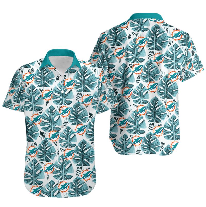 Nfl Miami Dolphins Hawaiian 3d Shirt Leaf Limited Edition-1
