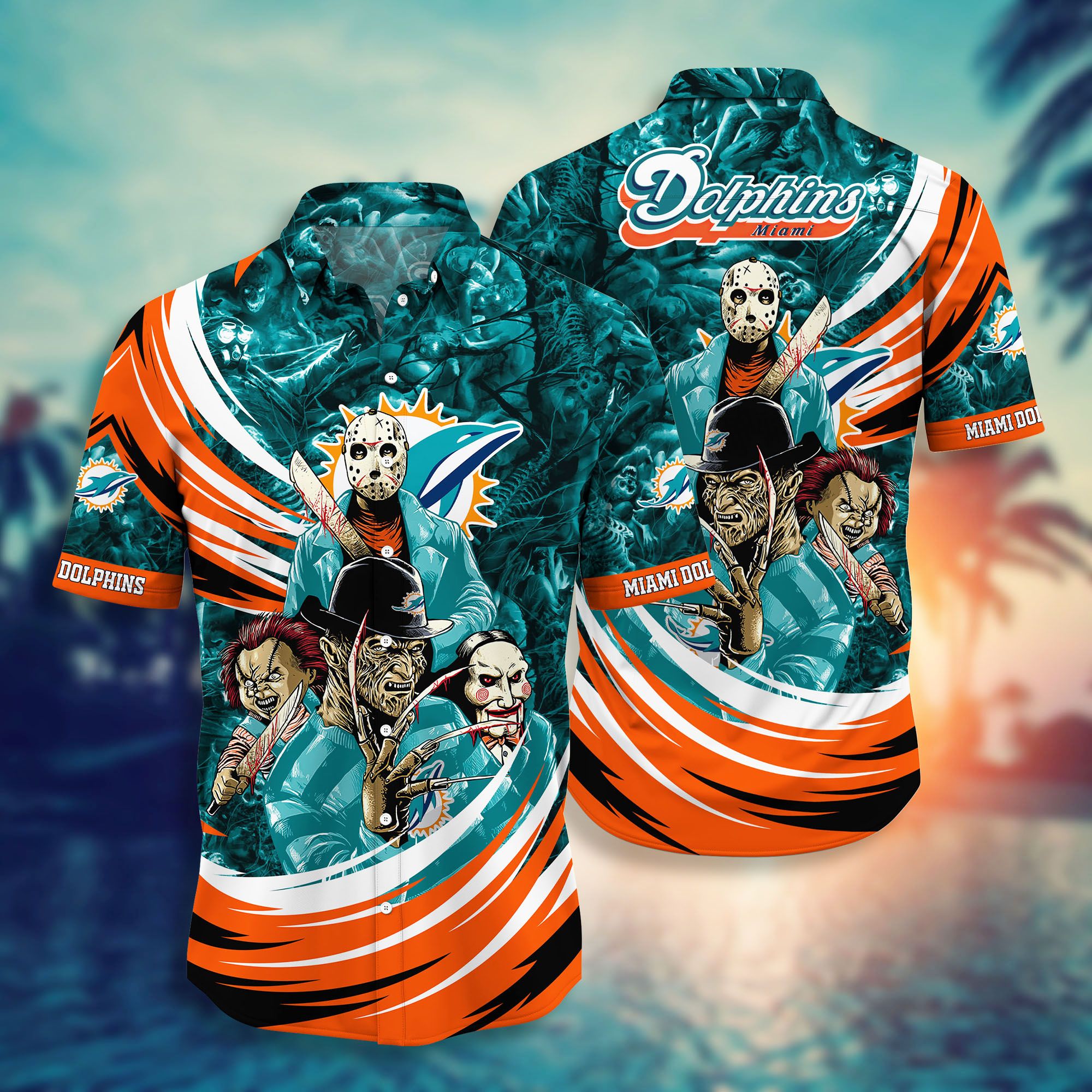 Nfl Miami Dolphins Hawaiian 3d Shirt Scary Classic-1